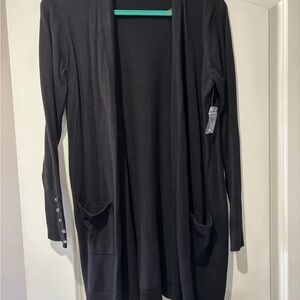 89th Madison Black Open Front Cardigan